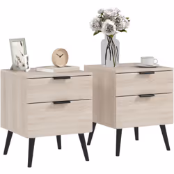 Rehaussez votre salon avec les tables de chevet HOMCOM au style nordique, finition chêne, détails noirs et pieds contemporain ...