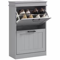 Meuble à chaussures - HOMCOM - armoire à chaussures - 2 portes abattants étagères réglables - 54 x 24 x 825 cm - gris
