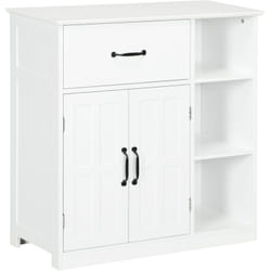 Kleankin - Meuble salle de bain - meuble bas 2 portes étagère tiroir 3 niches - 80x34x81cm - blanc noir