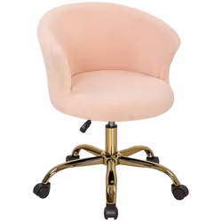 Chaise de bureau - Vinsetto - hauteur réglable - piètement acier doré - polyester - 58x56x76cm - rose