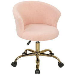 Chaise de bureau - Vinsetto - hauteur réglable - piètement acier doré - polyester - 58x56x76cm - rose