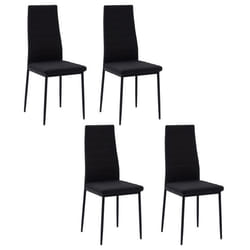 Lot de 4 chaises de salle à manger - HOMCOM - dossier haut - pieds en métal et tissu en lin - 41x50x97cm - noir