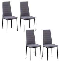 Lot de 4 chaises de salle à manger - HOMCOM - dossier haut - pieds en métal et tissu en lin - 41x50x97cm - gris