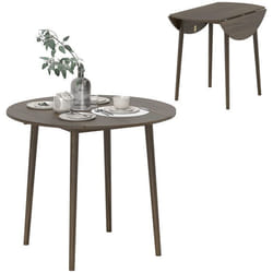 Table de salle à manger pliante - HOMCOM - 2 abattants - table ronde extensible - panneaux de particules - Ø 89 x 735 cm - gris