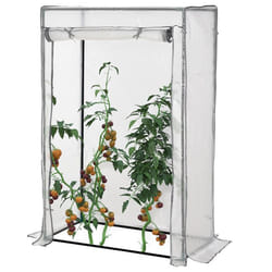 Serre de jardin - Outsunny - bâche renforcée PE - châssis en acier - porte zippée enroulable - 100 x 50 x 150 cm - blanc