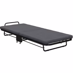 Découvrez le lit pliable HOMCOM, avec matelas 188 x 76 cm et rembourrage mousse de 7 cm, revêtu de tissu effet lin. Dossier r ...