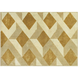 Tapis salon moderne poils courts style graphique géométrique beige moutarde 230 x 160 cm