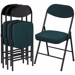 Lot de 4 chaises pliantes - HOMCOM - portables - assises et dossiers rembourrés - velours côtelé - 45 x 485 x 82 cm - bleu