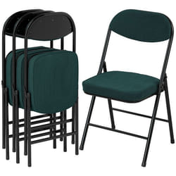 Lot de 4 chaises pliantes - HOMCOM - portables - assises et dossiers rembourrés - velours côtelé - 45 x 485 x 82 cm - bleu
