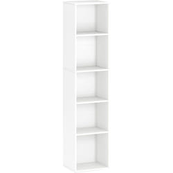 Homcom - tagère cube colonne - bibliothèque - rangement 5 compartiments - dim. 30 x 24 x 133 cm - blanc