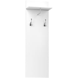 Homcom - Porte-manteau mural - meuble d'entrée - étagère, 2 patères doubles, barre penderie - alu blanc