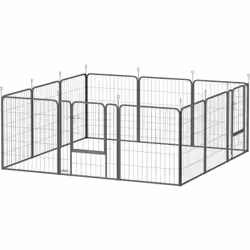 Explorez le parc modulable pour chien PawHut, transformable en carré, rectangle ou L, idéal pour tout espace. Avec deux porte ...