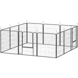 Pawhut - Parc enclos chien modulable pliable 12 panneaux H.80cm 2 portes verrouillables acier époxy noir