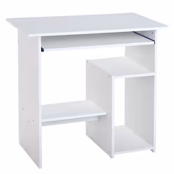 Bureau dordinateur - HOMCOM - plateau pour clavier et support de moniteur - panneau de particules - 80 x 45 x 75 cm - blanc