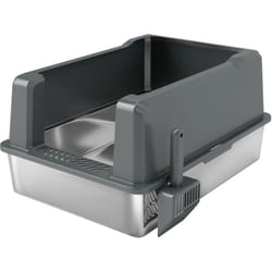 Pawhut - Maison de toilette xxl 85L design - bac à litière grande taille 71 x 50 x 35 cm - acier inox abs gris