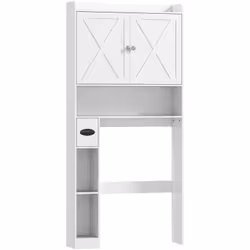 Optimisez l'espace de votre salle de bain avec le meuble dessus toilette HOMCOM. Dotée de portes en X et d'une finition bois, ...