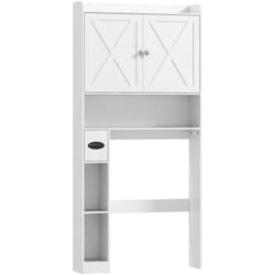 Homcom - Meuble wc meuble dessus toilettes 2 portes étagère 3 niches porte-papier blanc