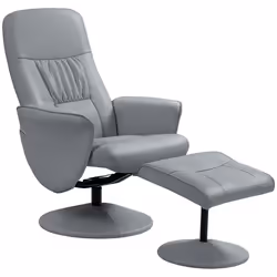 Fauteuil relax avec repose-pied - HOMCOM - pivotant 360° et dossier inclinable - revêtement synthétique métal - 76x81x101cm - ...
