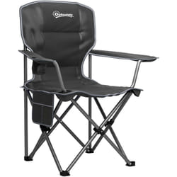 Outsunny - Chaise de camping pliante rembourrée - porte-gobelets, poches latérales rangement - sac transport inclus - noir