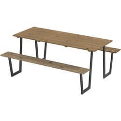 Outsunny - Table de pique-nique robuste 6 personnes - table forestière pic nic - table-bancs bois acier