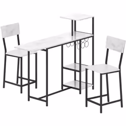 Optimisez votre intérieur avec cet ensemble de table haute bar et 2 tabourets HOMCOM. Plateau rabattable de 110 x 40 cm à 140 ...