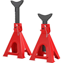 Homcom - Lot de 2 chandelles - jusqu'à 6000 Kg par chandelle - H.375-592 mm - 4 pieds - acier rouge noir