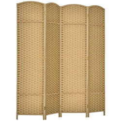 Paravent interieur - HOMCOM - en bois - 4 panneaux - 160 x 170 cm - pour salon chambre à coucher - bois naturel