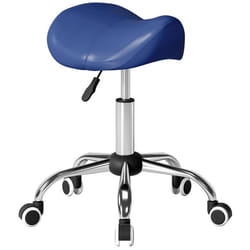 Tabouret à roulettes - HOMCOM - hauteur réglable 49-61 cm et selle ergonomique - polyuréthane et métal - 48x47x45-57cm - bleu