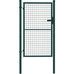 Portillon de jardin en acier 97 x 200 cm portail de jardin avec serrure, clés et poignée, décoration en flèche, portillon de patio extérieur, vert