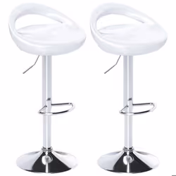 Lot de 2 tabourets de bar - HOMCOM - hauteur réglable dossier et repose-pieds - métal et ABS - 46x41x76-96cm - blanc