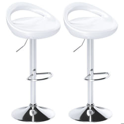 Lot de 2 tabourets de bar - HOMCOM - hauteur réglable dossier et repose-pieds - métal et ABS - 46x41x76-96cm - blanc