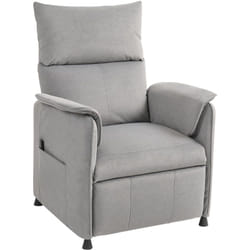 Fauteuil relax électrique inclinable repose-pieds rétractable télécommande velours gris