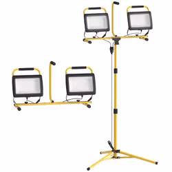 Projecteur de chantier sur trépieds - HOMCOM - 2 x 100W 17000LM double tête pivotante 360° support ajustable étanche IP65 - j ...
