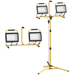 Projecteur de chantier sur trépieds - HOMCOM - 2 x 100W 17000LM double tête pivotante 360° support ajustable étanche IP65 - jaune