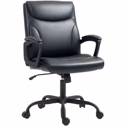 Optimisez votre bureau avec la chaise HOMCOM, en polyuréthane et dos capitonné pour un confort supérieur. Balancement, hauteu ...