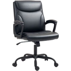 Homcom - Chaise de bureau manager réglable accoudoirs rembourrés métal synthétique noir
