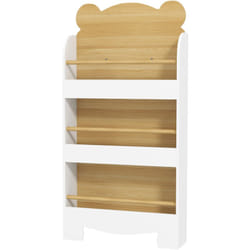 Aiyaplay - Bibliothèque pour enfant 3 niveaux design ourson dim. 44 x 15 x 110 cm blanc effet bois naturel