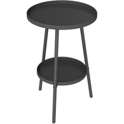 Outsunny - Table d'appoint de jardin ronde 2 niveaux - table basse de jardin - dia. 32 x 51 cm - métal noir