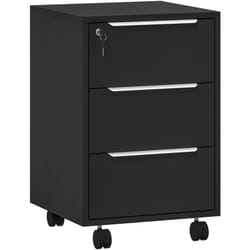 Homcom - Caisson de bureau rangement bureau sur roulettes 3 tiroirs verrouillables 2 clés fournies panneaux noir