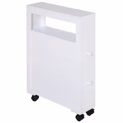 Meuble de rangement de salle de bain - HOMCOM - sur roulette - avec étagère ouverte et 2 tiroirs - 16 x 52 x 715 cm - blanc
