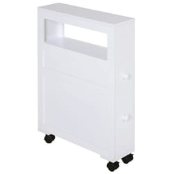 Meuble de rangement de salle de bain - HOMCOM - sur roulette - avec étagère ouverte et 2 tiroirs - 16 x 52 x 715 cm - blanc