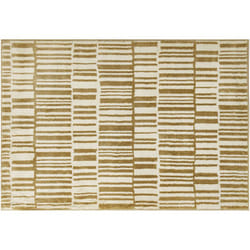 Homcom - Tapis salon moderne poils courts style graphique beige moutarde 200 x 140 cm