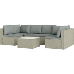 Outsunny - Ensemble salon de jardin modulable 6 personnes avec table basse résine tressée effet rotin gris