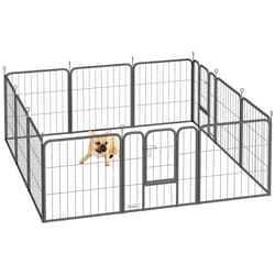 Parc pour chien - PawHut - 12 panneaux modulable et pliable - avec 2 portes - en acier - intérieur extérieur - 60H cm- noir