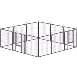 Explorez le parc modulable pour chien PawHut, transformable en carré, rectangle ou L, idéal pour tout espace. Avec deux porte ...
