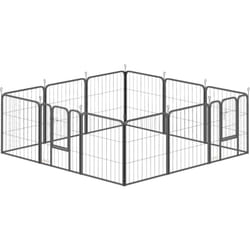 Pawhut - Parc enclos chien modulable pliable 12 panneaux porte verrouillable acier époxy noir