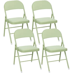 Homcom - Lot de 4 chaises pliantes assise dossier rembourrés acier velours vert