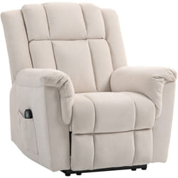 Homcom - Fauteuil massant chauffant inclinable repose-pieds intégré poche rangement tissu velours chenille beige
