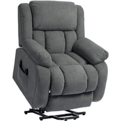 Fauteuil releveur massant chauffant grand confort - inclinable, repose-pieds rétractable - tissu toucher flanelle gris
