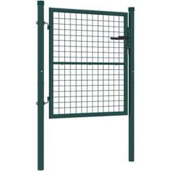 Portillon de jardin en acier 97 x 150 cm portail de jardin avec serrure, clés et poignée, décoration en flèche, portillon de patio extérieur, vert